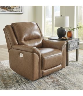 Electric Leather Recliner Armchair with Power Headrest in Brown Colour - Tremont